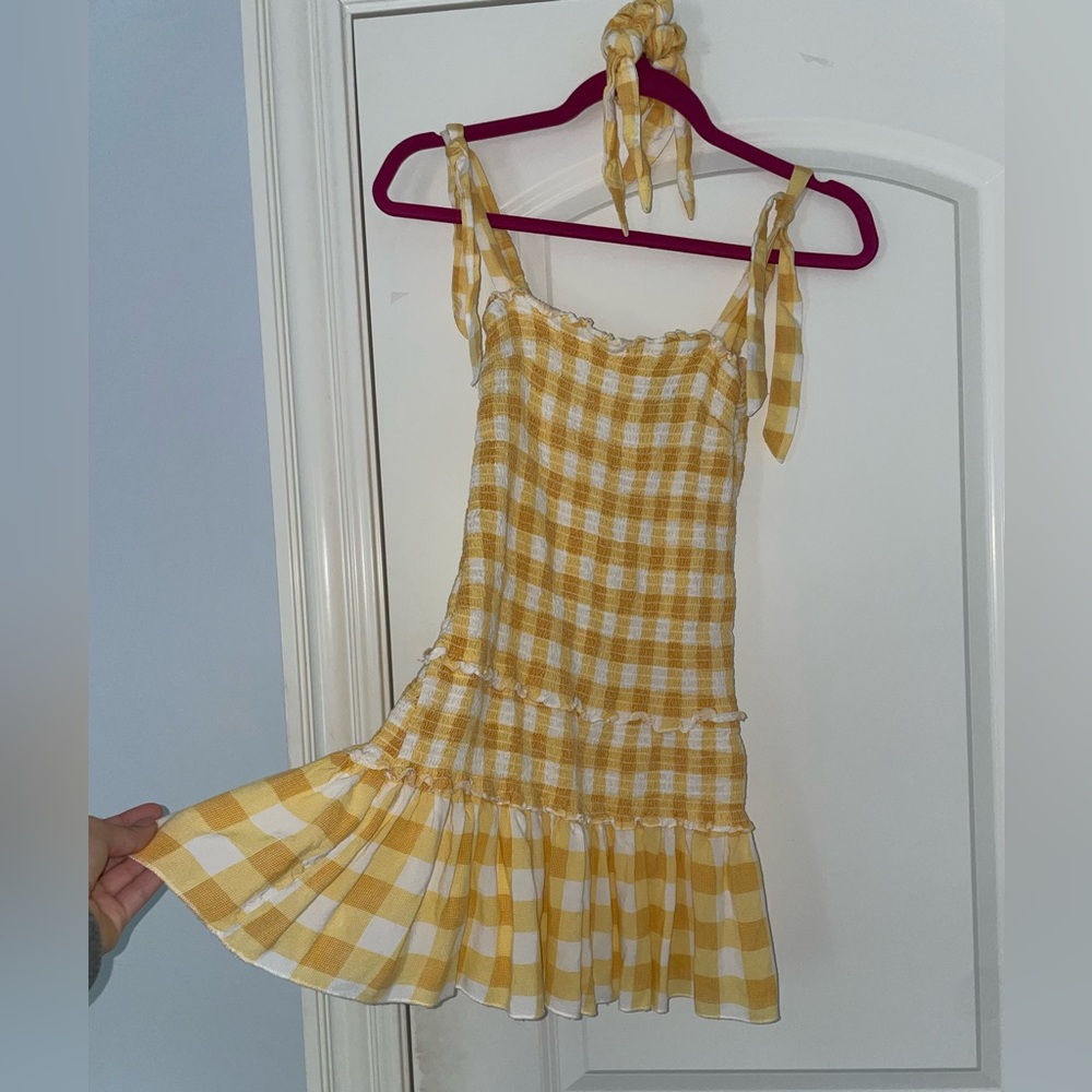 Sincerely Jules White Yellow Gingham Dress M